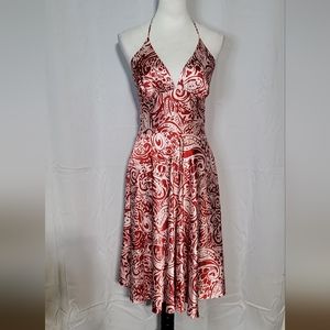 Alyn Paige | Dresses | Alyn Paige Womens Red Paisley Satin Halter Neck Mini  Dress Size 34 Euc | Poshmark